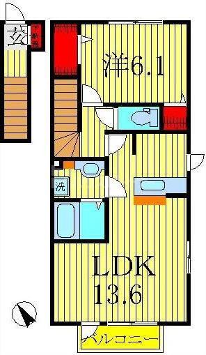 プレジールヤストシ(1LDK/2階)の間取り写真