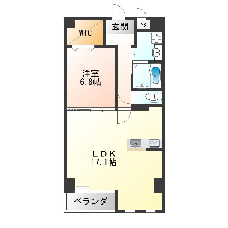 ルアナコート(1LDK/8階)の間取り写真