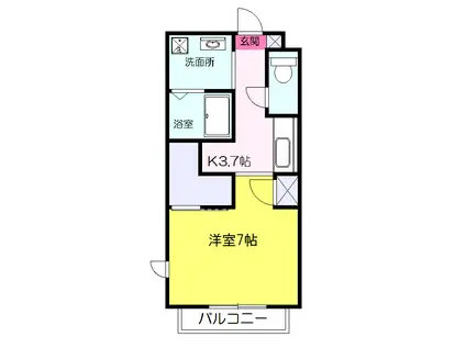 グランディール(1K/1階)の間取り写真