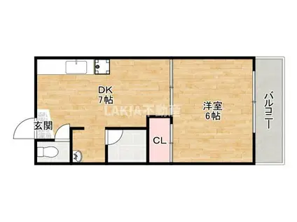 リバーハイツコーチII(1DK/3階)の間取り写真