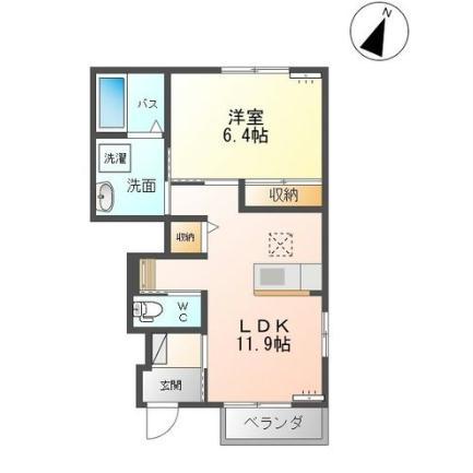 グランドゥ(1LDK/1階)の間取り写真