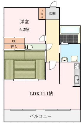 ロイヤルハイツ藤井寺(2LDK/4階)の間取り写真