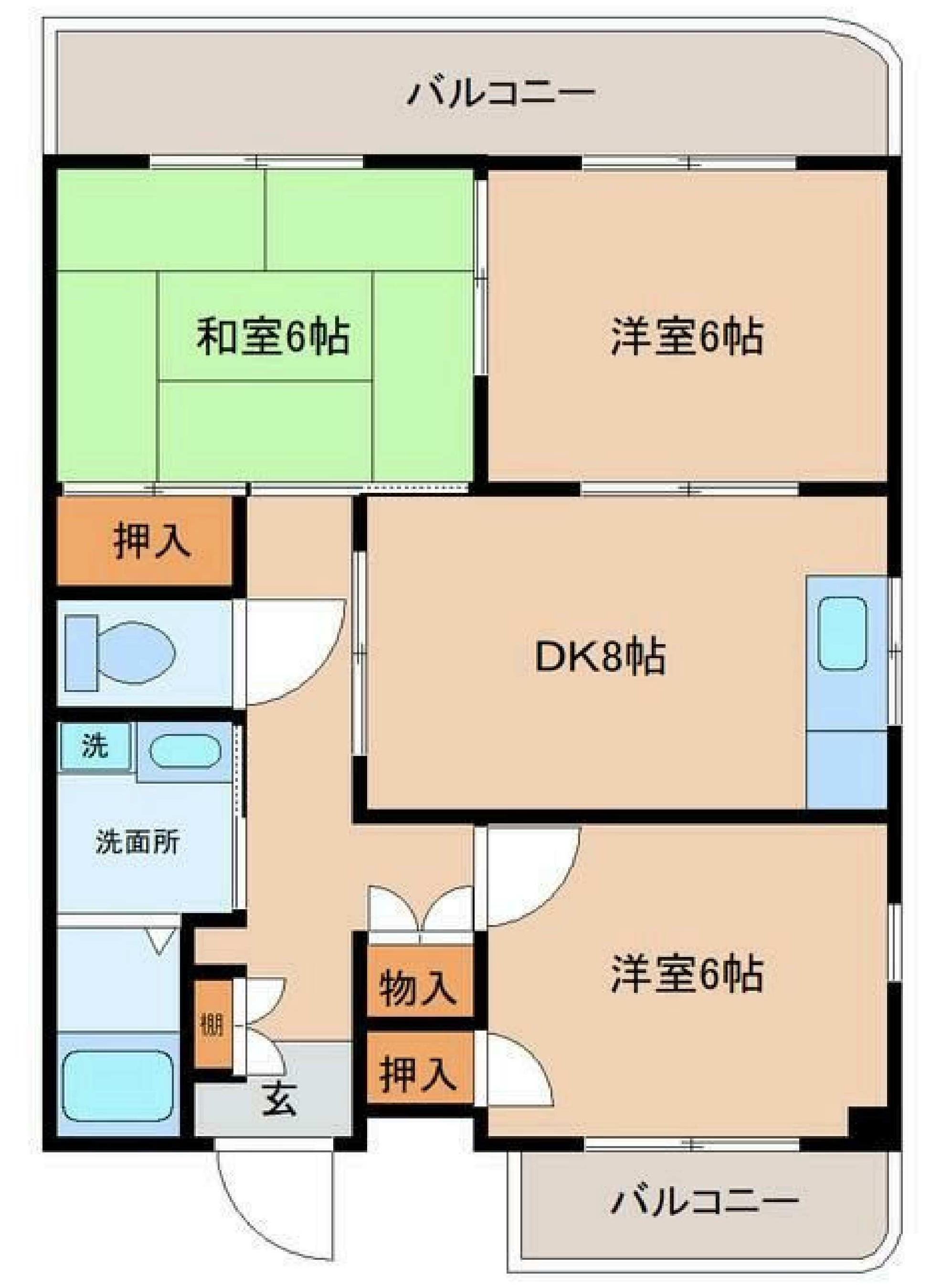 ソレイユ八幡(3DK/4階)の間取り写真