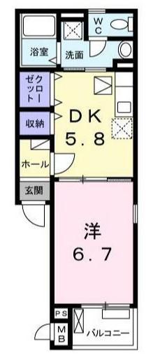 UT浮間(1DK/1階)の間取り写真
