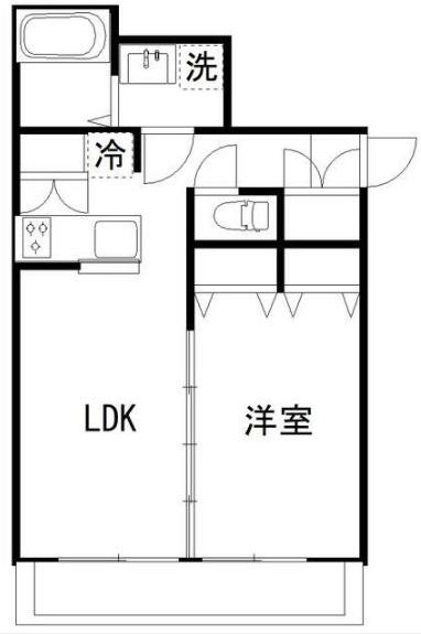 カルディア中央(1LDK/3階)の間取り写真
