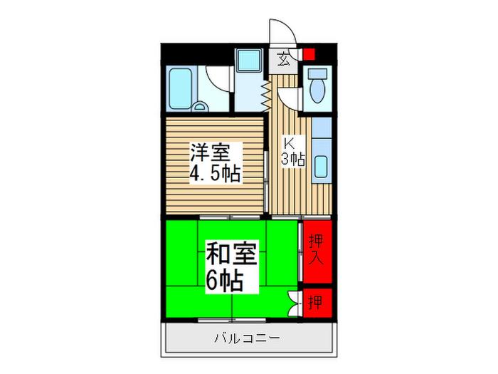 ファミーユ植木(2K/1階)の間取り写真
