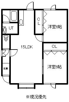 ウィット66(2LDK/1階)の間取り写真
