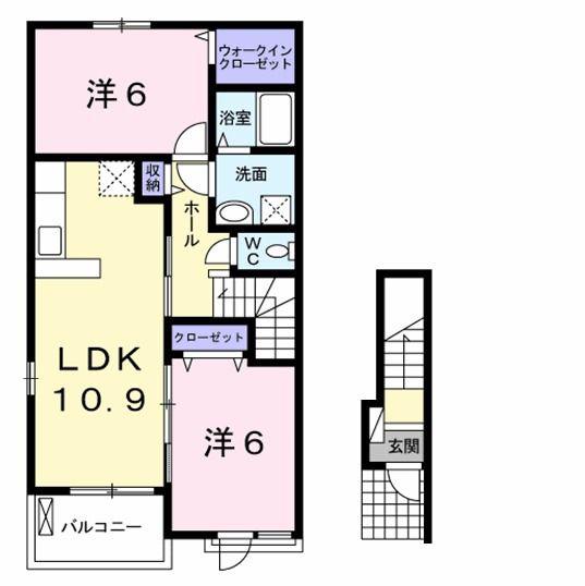 グランパール鹿嶋II(2LDK/2階)の間取り写真