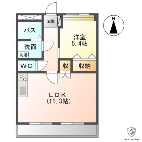 フェザント(1LDK/2階)の間取り写真