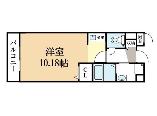サジタリアス京田辺(ワンルーム/1階)の間取り写真