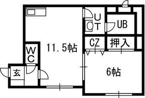 スカイヒルズN15(1LDK/1階)の間取り写真