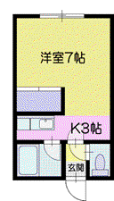 栄町ハイツII(1K/2階)の間取り写真