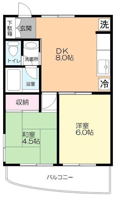 シャトレ・ピエール(2DK/2階)の間取り写真