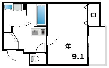 プランドール大原(1K/2階)の間取り写真