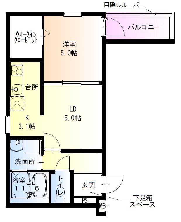 フジパレス住吉山之内II番館(1LDK/3階)の間取り写真