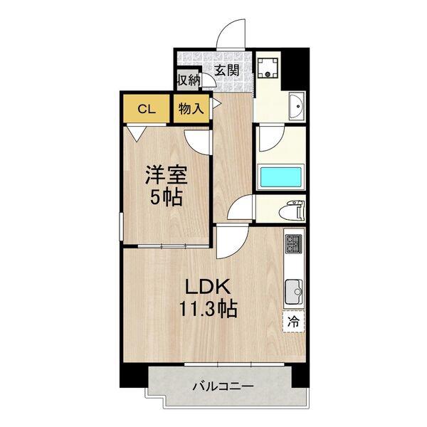 海老江サンライズ(1LDK/1階)の間取り写真