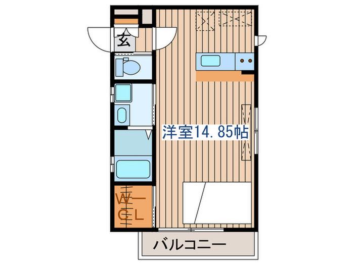 LIVE WELL イースト(ワンルーム/1階)の間取り写真