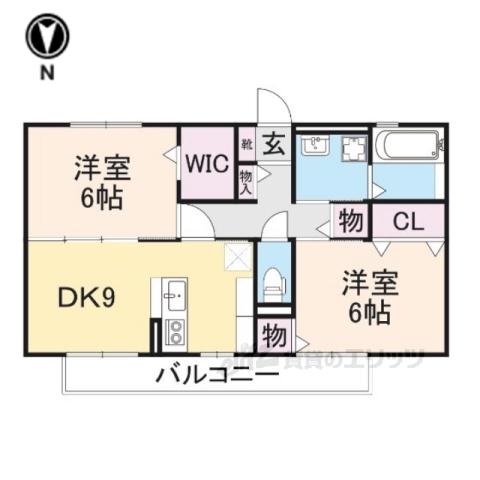 花水木Ⅱ(2LDK/1階)の間取り写真