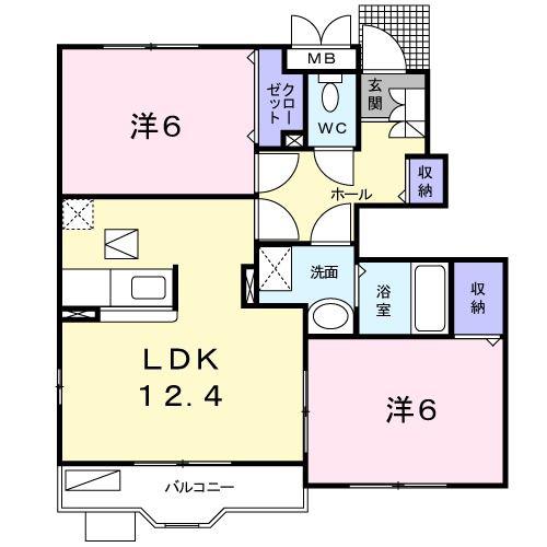 アルドーレ(2LDK/1階)の間取り写真