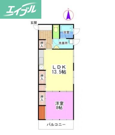 NK内山下コータース(1LDK/4階)の間取り写真
