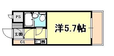 ビシック西進(ワンルーム/1階)の間取り写真