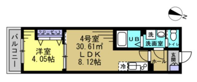 クアトロ本千葉(1LDK/3階)の間取り写真