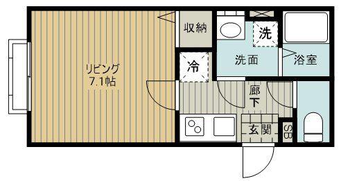 ルミエール春日部(1K/1階)の間取り写真