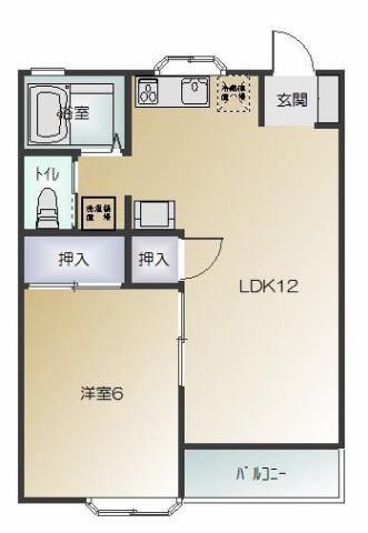 グランドール北陽(1LDK/2階)の間取り写真