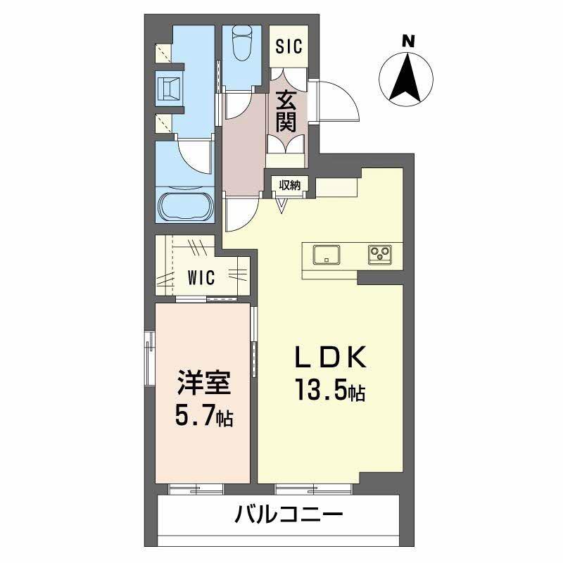 FORENA上杉6丁目(1LDK/2階)の間取り写真