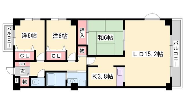 シャトーエレガンス(3LDK/3階)の間取り写真