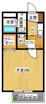 メロウ開成(1K/1階)の間取り写真