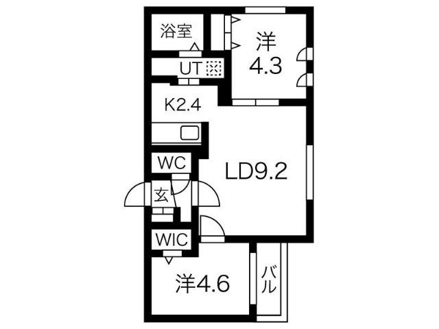 メニーズコート豊平公園(2LDK/4階)の間取り写真