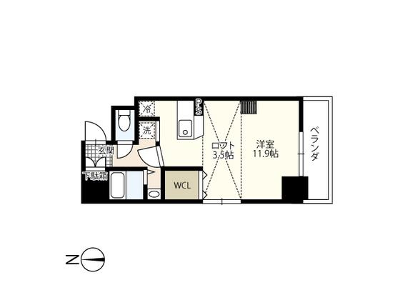 グランマーレ17(ワンルーム/4階)の間取り写真