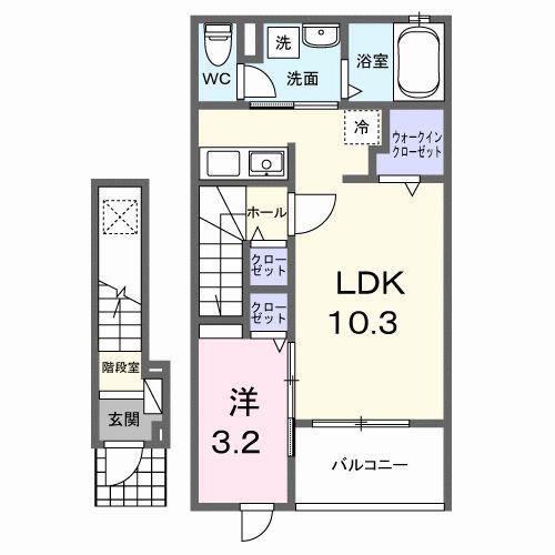 COWBELL COURT(1LDK/2階)の間取り写真