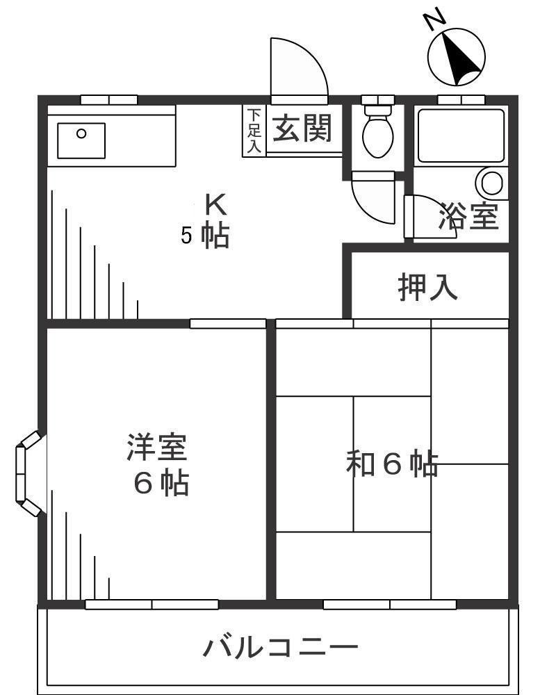 ルミネコーポラス久末(2K/2階)の間取り写真