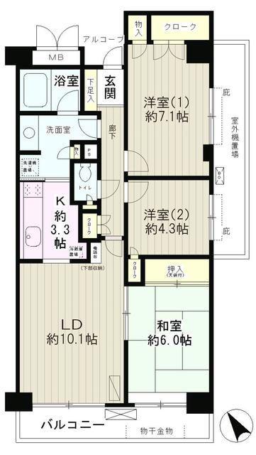 高田馬場パーク・ホームズ(3LDK/8階)の間取り写真