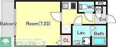ジーメゾン海老名(1K/1階)の間取り写真