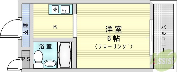 アイシス服部(1K/2階)の間取り写真
