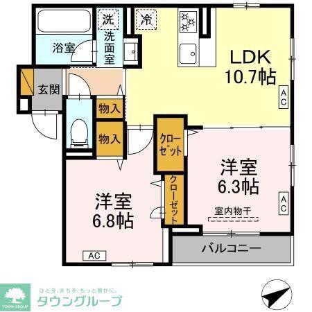 RESI NOIR(2LDK/2階)の間取り写真