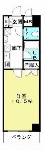 パークサイドK(1K/6階)の間取り写真