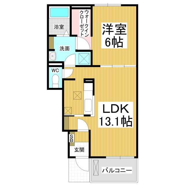ガーデンヒル杏花(1LDK/1階)の間取り写真
