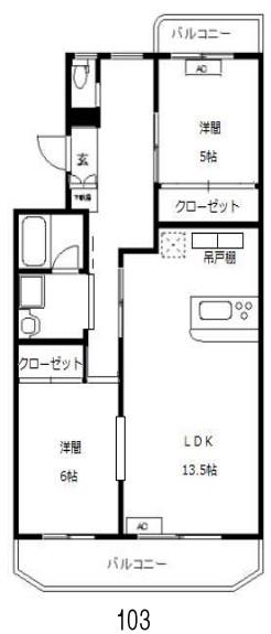 ペアシティ久喜壱番館(2LDK/1階)の間取り写真