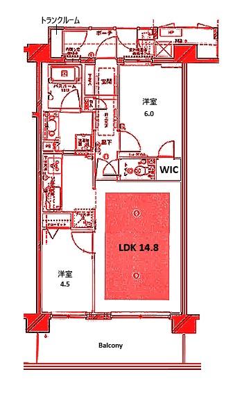 ラ・ヴィータシティ(2LDK/3階)の間取り写真