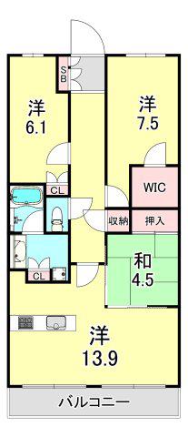 パークシュロス芦屋(3LDK/1階)の間取り写真