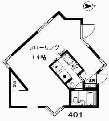 カーサビエン(ワンルーム/4階)の間取り写真
