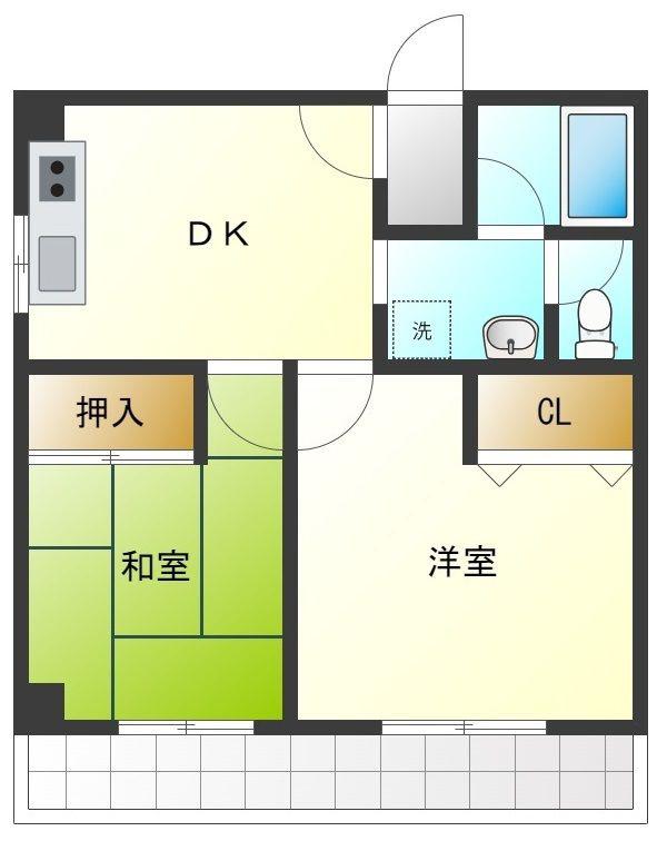 メゾン瑞ヶ丘(2DK/2階)の間取り写真