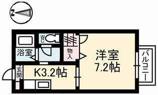 メゾンヌーベル(1K/2階)の間取り写真