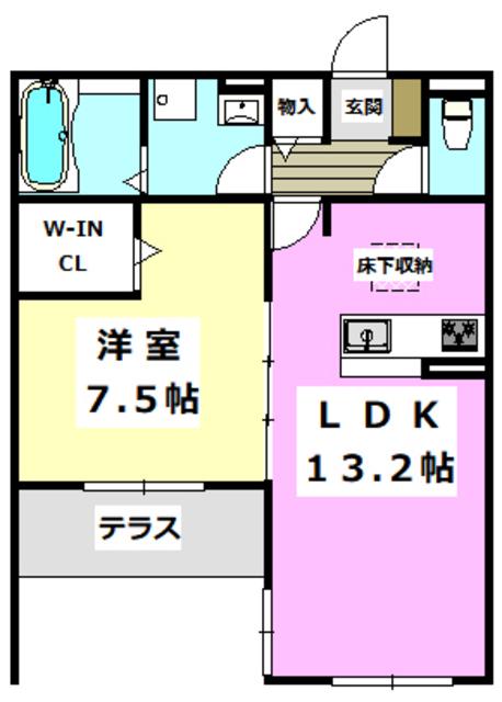 D-ROOM阪急茨木市(1LDK/1階)の間取り写真