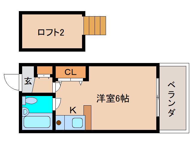 リバーヒル帝塚山(ワンルーム/2階)の間取り写真