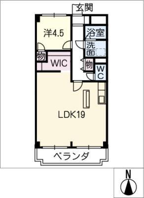 ボヌール田神(1LDK/2階)の間取り写真